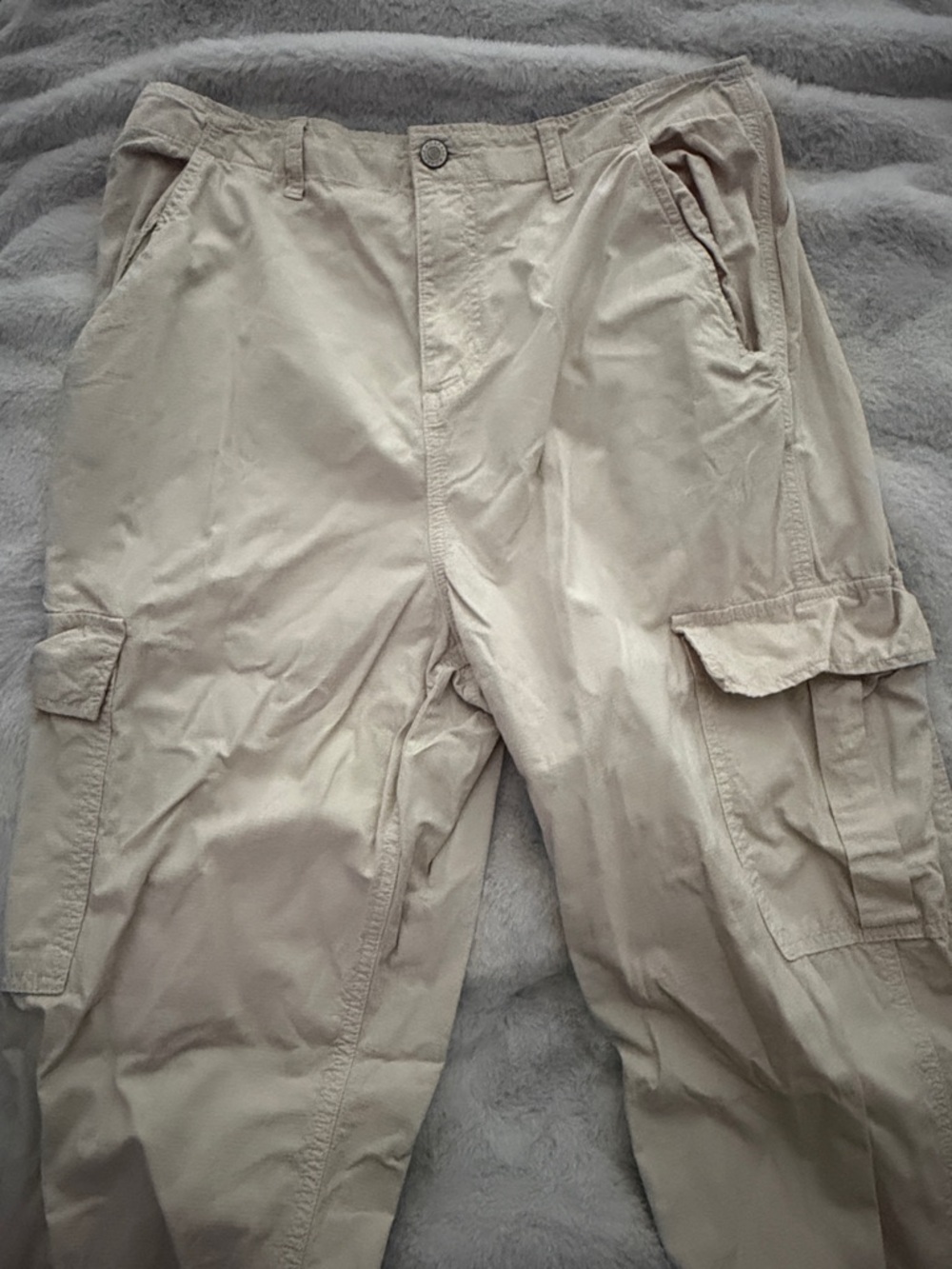 Garage Beige Cargo Pants - Lightweight Utility Trousers